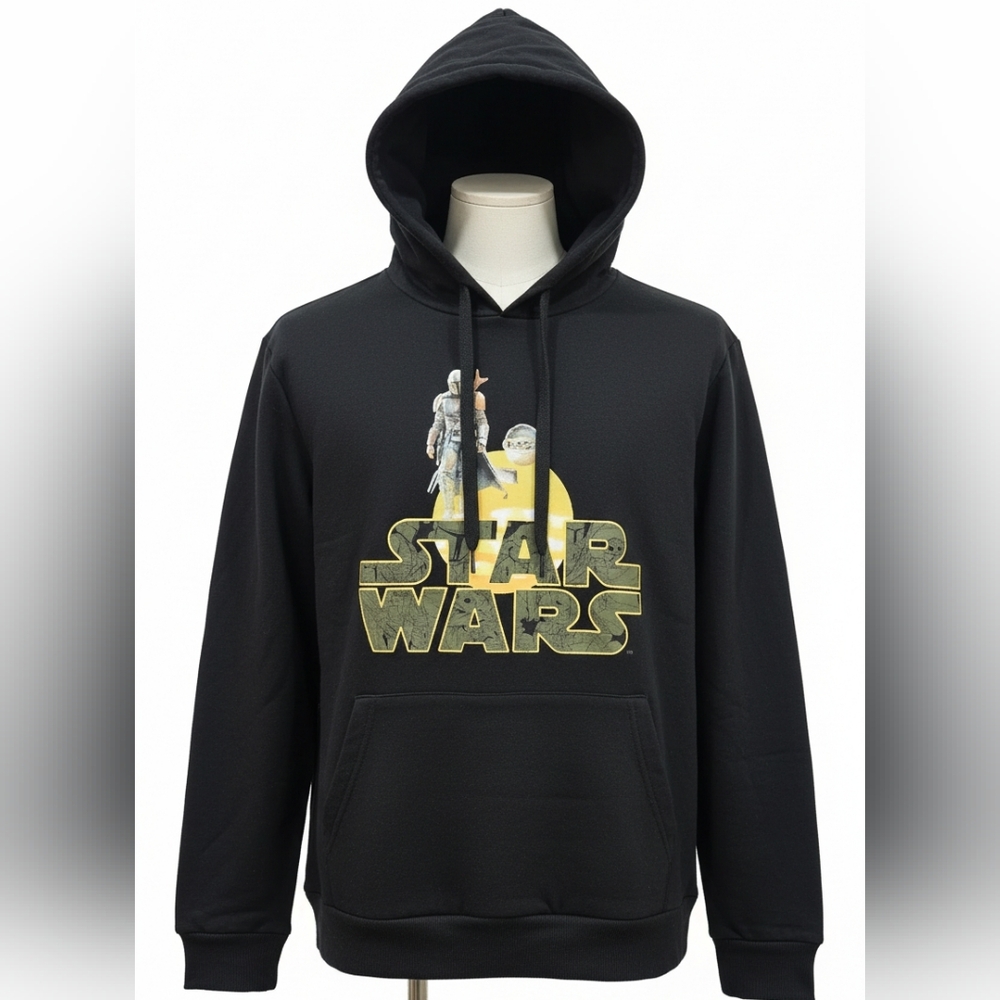 Star Wars Black Hoodie with Yellow Logo Graphic